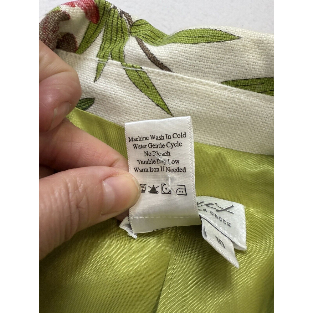 Vintage BoHo Tropical Pring Linen jacket Butterfly Bamboo Floral Size 10 Resort‎ - Picture 5 of 13